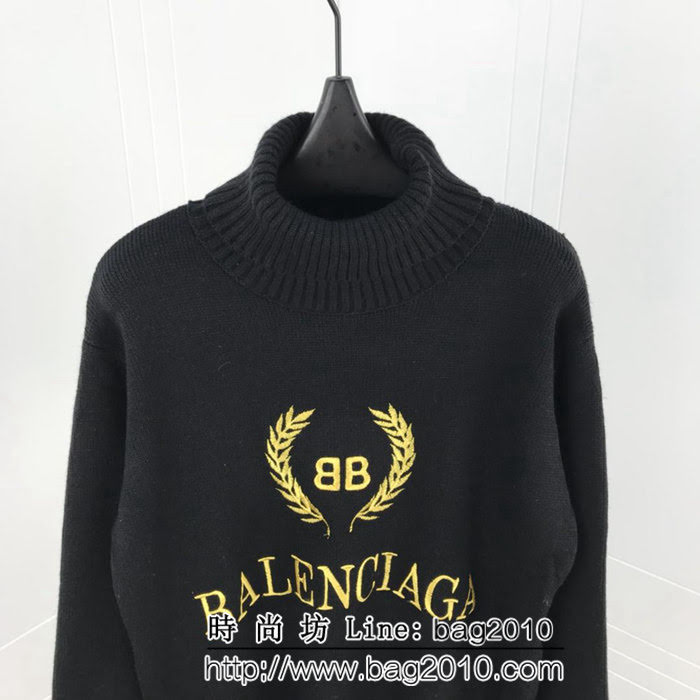 BALENCIAGA巴黎世家 18冬季新款 金色麥穗刺繡高領毛衣 原版OS寬鬆版型 羊毛混紡面料 高版本男女同款 ydi2095